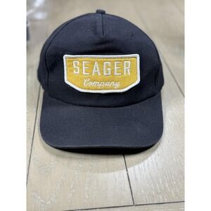 Seager Hat Cap Snap Back One Size Black Company Patch Mens Casual Canvas